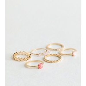 6 Pack Gold and Peach Blended Rings New Glance