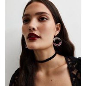 Silver Chunk Me Drop Hoop Earrings New Glance
