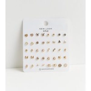 20 Pack Gold Diamanté Blended Stud Earrings New Glance
