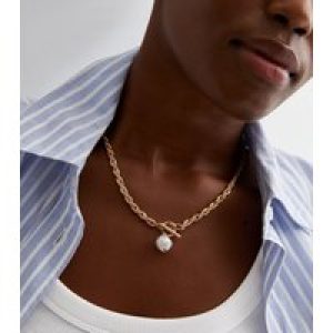 Gold Fake Pearl Chain Necklace New Glance