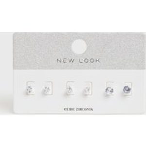3 Pack Crystal Cubic Zirconia Blended Stud Earrings New Glance