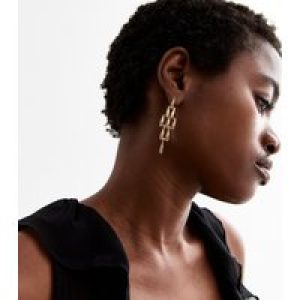 Gold Tone Tapered Chain Drop Earrings New Glance