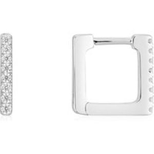 Argento Silver Oblong CZ Hoop Earrings – Silver