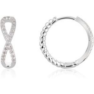 Argento Silver Crystal Infinity Huggie Earrings – Silver