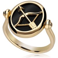 Zodiac Black Onyx Sagittarius Turn Ring in 18ct Gold Plated Silver - Image 2
