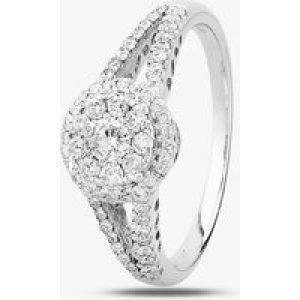 9ct White Gold 0.50ct Diamond Halo Cluster Ring THR15202-50 O