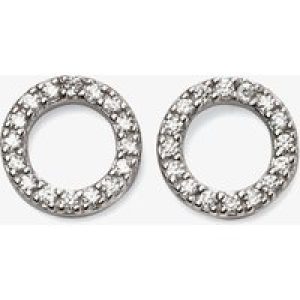 Sterling Silver Cubic Zirconia Pave Open Circle Stud Earrings E5557C