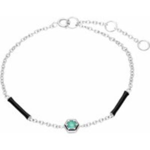 Grand Deco Teeth & Emerald Bracelet in 9ct White Gold