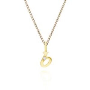 Alphabet Letter B Diamond pendant in 9ct Yellow Gold