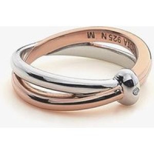 Hot Diamonds Sterling Silver 18ct Rose Gold Interlocking Ring DR112/N