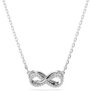 Swarovski Hyperbola Rhodium Plated White Pavé Infinity Necklace – Silver