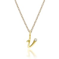 Alphabet Letter V Diamond pendant in 9ct Yellow Gold - Image 2