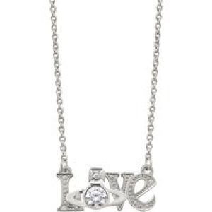 Vivienne Westwood Sterling Silver Crystal Erica Love Necklace – 44cm
