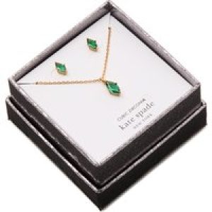 Kate Spade New York Gold Inexperienced Necklace + Stud Set – Gold