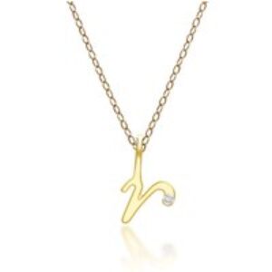 Alphabet Letter R Diamond pendant in 9ct Yellow Gold