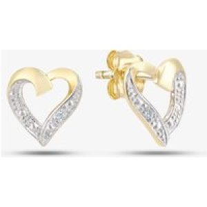 9ct Yellow Gold Open Heart Diamond Stud Earrings PE04605Y