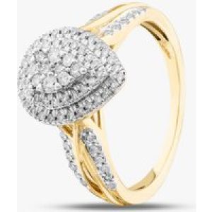 9ct Yellow Gold 0.50ct Brilliant Cut Diamond Shoulder Set Cluster Ring THR38311-50NJ(YG)
