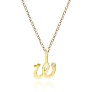 Alphabet Letter W Diamond pendant in 9ct Yellow Gold