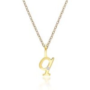 Alphabet Letter Q Diamond pendant in 9ct Yellow Gold