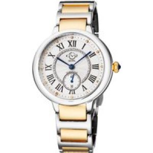 Gv2 Rome WoMens 12203B Swiss Quartz Diamond Two-Tone Stainless Metal Watch – Silver & Gold – One Measurement