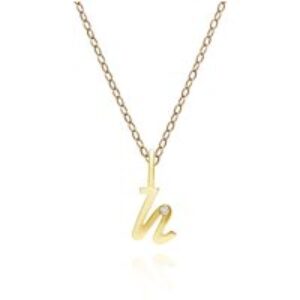 Alphabet Letter H Diamond pendant in 9ct Yellow Gold