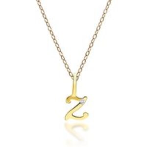 Alphabet Letter Z Diamond pendant in 9ct Yellow Gold