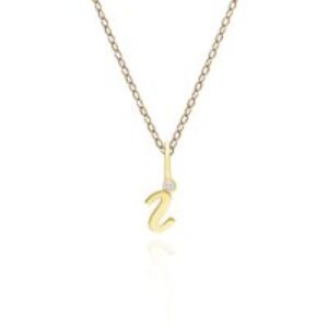 Alphabet Letter I Diamond pendant in 9ct Yellow Gold
