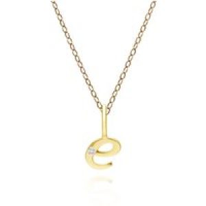 Alphabet Letter E Diamond pendant in 9ct Yellow Gold