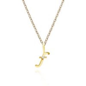 Alphabet Letter F Diamond pendant in 9ct Yellow Gold