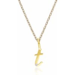 Alphabet Letter T Diamond pendant in 9ct Yellow Gold