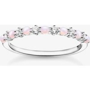 THOMAS SABO Sterling Silver Pink Opal-Imitation Cubic Zirconia Stacking Ring TR2343-166-7-58
