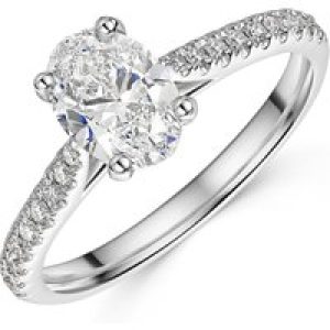 Platinum Lab Grown 1.00t Oval Diamond Solitair with Shoulders 1.25 tw