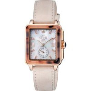 Gv2 Bari Tortoise WoMens Pink Mother of Pearl Dial Swiss Quartz Diamond Watch – Tan Leather – One Size