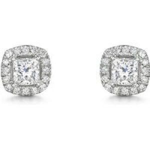 Platinum 1.50ct Princess Reduce Lab Diamond Halo Earrings