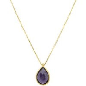 Latelita Womens Petite Drop Necklace Gold Amethyst Hydro – Red Sterling Silver – One Measurement