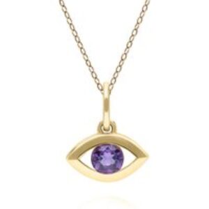 ECFEW™ Dainty Evil Eye Amethyst Pendant in 9ct Yellow Gold