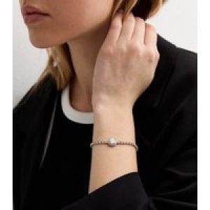 Silver Cubic Zirconia Circle Toggle Bracelet New Glance