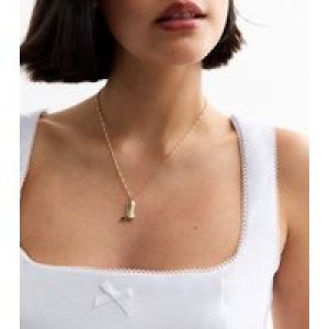 Gold Tone Cowboy Boot Pendant Chain Necklace New Glance