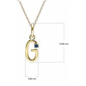 Preliminary Blue Sapphire Letter Necklace In 9ct Yellow Gold
