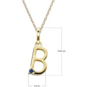 Preliminary Blue Sapphire Letter Necklace In 9ct Yellow Gold