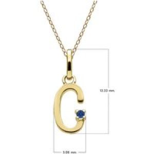 Preliminary Blue Sapphire Letter Necklace In 9ct Yellow Gold