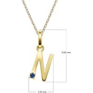 Preliminary Blue Sapphire Letter Necklace In 9ct Yellow Gold