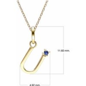Preliminary Blue Sapphire Letter Necklace In 9ct Yellow Gold