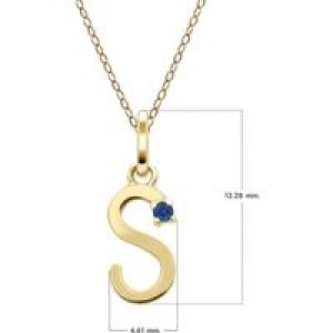 Preliminary Blue Sapphire Letter Necklace In 9ct Yellow Gold