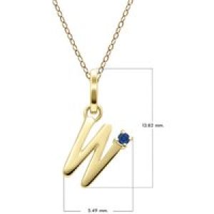 Preliminary Blue Sapphire Letter Necklace In 9ct Yellow Gold