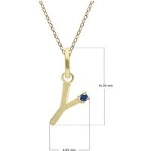 Preliminary Blue Sapphire Letter Necklace In 9ct Yellow Gold