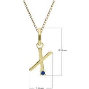 Preliminary Blue Sapphire Letter Necklace In 9ct Yellow Gold