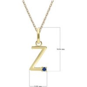 Preliminary Blue Sapphire Letter Necklace In 9ct Yellow Gold
