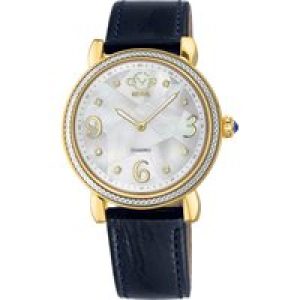 Gv2 Womens Ravenna 12612 White MOP Dial Blue Leather Swiss Quartz Watch – One Size