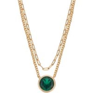 August Woods Gold Inexperienced Circle Layered Necklace – 40cm